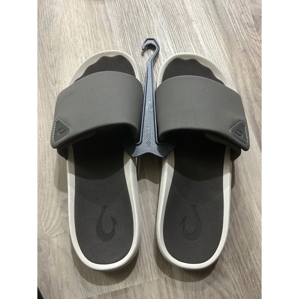 OluKai Mens Ulele Slide Synthetic Sandals 9 Grey